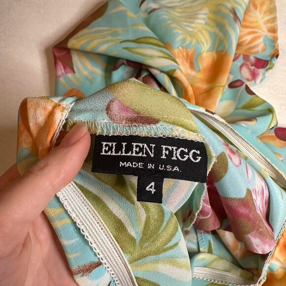 Vintage 90's Blue Floral Chiffon Midi Skirt - Picture 3 of 4